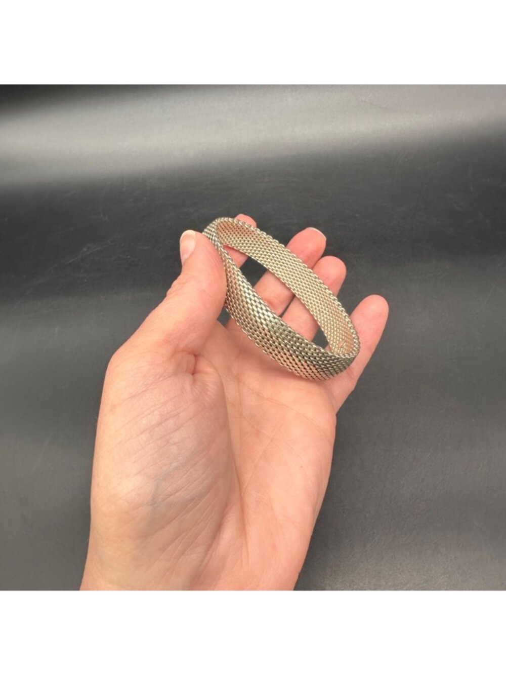 Vintage Mesh Bracelet Sterling Silver 925 Unisex GC Elegant Minimalist Modern - Picture 5 of 8